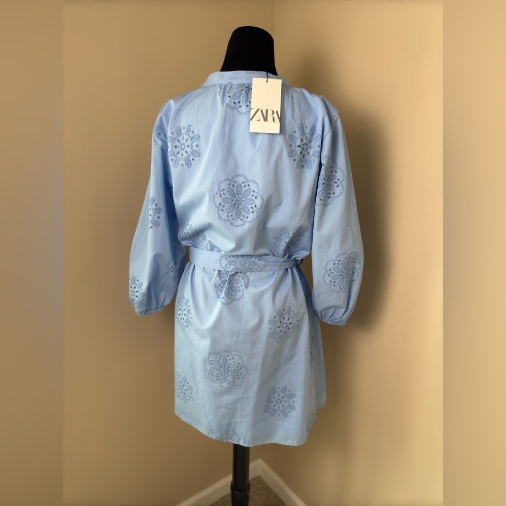 Zara RUBBERIZED EMBROIDERY POPLIN DRESS M - Picture 9 of 12
